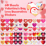 60 Set Blank Note Card Diy Greeting Cards With Mini Envelopes Matching Color Envelopes Gift In 3 Colors And Love Stickers Heart Sticker For Valentines Day Anniversary, 4 X 2.7 Inch