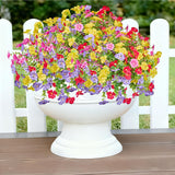 Artificial Flowers Outdoor Indoor Garden Family Porch Or Patio Decoration,Faux Flowers,Small Flowers Outdoor Artificial Flowers A Bunch Of 12 Mix Pink Red Purple Yellow