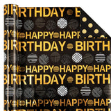 Reversible Birthday Wrapping Paper Roll - Mini Roll - 17 Inch X 16.5 Feet - Black Gold Happy Birthday Wrapping Paper Perfect For Adults Kids Girls Boys, Baby Shower