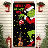 Merry Christmas Door Cover Welcome Xmas Birthday Party Decorations Green Winter Holiday Banner For Home Office Door Decor