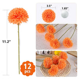 12 Pcs Artificial Chrysanthemums Fall Flowers Silk Orange Marigolds Flowers Fake Mums Flower For Autumn Dia De Los Muertos Diwali Day Of The Dead Home Decor (12, Orange)