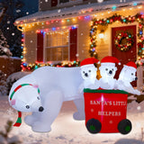 7 Ft Christmas Inflatables Polar Bear With Santa Hat, Christmas Bear Blow Up Outdoor Decorations For Lawn Garden Yard Xm