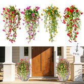 Artificial Hanging Flowers For Outdoors Faux Plants For Spring Summer Decoration,4 Bundles Uv Resistant Realistic Silk Flowers Indoor Outside Garden Porch Patio Balcony Yard Farmhouse