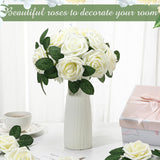 200 Pcs Artificial Rose Flowers Foam Fake Rose Bulk Faux Flower With 100 Pcs Stem For Diy Wedding Bouquet Centerpieces Floral Arrangement Bridal Shower Party(White)