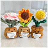 Adorable Crochet Positive Sunflower/Peony/Daisy Plants,Thank You For Helping Me Grow,Appreciation Gift For Coworker/Teacher/Parents,Crochet Plant Desk Decor For Office