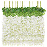 12 Pcs Wisteria Hanging Flowers, 3.6Ft Fake Wisteria Vines Artificial Wisteria Garland Silk Flower String For Wedding Arch Garden Party Home Ceiling Wall Backdrop Tent Decoration (White)