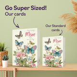 Mom Birthday Card - Beautiful Butterflies - Happy Birthday Card For Mom From Son Daughter, 5X7 Inch Elegant Pastel Butterfly Bday Greeting Cards