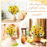 4 Bundles Sunflower Cemetery Flowers For Grave Vase Spring Easter Artificial Sunflower Memorial Flower Bouquet 19.7 Inch Fake Silk Floral Arrangement For Headstone Graveyard Gravesite Outdoor
