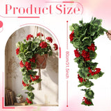 4 Pack Artificial Geraniums Hanging Bundles Full Blooms Hanging Flower Plants For Indoor Outdoors Home Garden Wedding Valentines Porch Wall Fence Basket Vines Decor