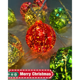 Battery Powered Christmas Lights 6.8Ft 10 Led Red Gold Green Globe String Lights With Timer, Color Christmas Tree Decora