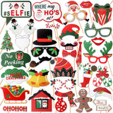 Merry Christmas Party Photo Booth Props,36 Pcs Fun Christmas Party Centerpieces Glasses Cosplay Santa Claus Props Decorations Sign.