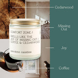 'Comfort Zone' Coconut Soy Wax Candle Jar | Premium Hand Poured & Long Burning |Coffee & Cedarwood Scent | Phthalate-Free | For Home, Office, Gift - 7.8 Oz