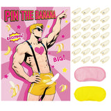 Bachelorette Party Games Pin The Banana On The Hunk Game Large Poster With 28Pcs Banana Stickers For Girls Night Wedding Engagement Party