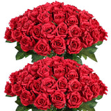 60 Pcs Artificial Rose Flower Realistic Faux Silk Roses Stem Fake Roses Bouquet For Flower Arrangement,Wedding Centerpieces,Party,Home Decorations (Burgundy)