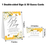 Baby In Bloom How Big Is Mommys Belly Game, Measure The Baby Bump Baby Shower Game, Honey Bee Baby Shower Party Decor & Supplies, 1 Sign & 50 Guess Cards-A11