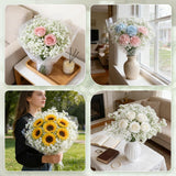 26 Pcs Babys Breath Artificial Flowers Bulk - Real Touch Long Stem White Faux Gypsophila For Wedding, Home, Party & Garden Decor (26, White)