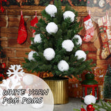 20 Pcs Christmas Yarn Pom Poms Balls For Diy Handmade Crafts Fuzzy Pompoms For Christmas Diy Hats Thanksgiving Party Holiday Hanging Home Decorations (White, 2.5 Inch)