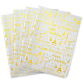 100 Sheets Gold Birthday Tissue Paper Bulk,20" X 14",White With Gold Happy Birthday Design Tissue Paper For Gift Bags,Gold Birthday Tissue Paper For Birthday Party