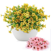 12Pcs Violet Artificial Flowers With 21 Replaceable Flower Heads - No Fade Fake Flowers, Realistic Uv Resistant Faux Flowers For Home Decor, Wedding, Outdoor Patio & Diy Arrangements (Yellow/Pink)