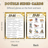 80Th Birthday Party Games, 1946 Quiz & Guess The Price Game Cards, Black Gold 80Th Birthday Party Supplies For Men Women, Pack Of 30 Cards
