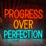Progress Over Perfection Neon Sign USB Dimmable LED Wall Light for Office Gym Classroom Bedroom Decor
