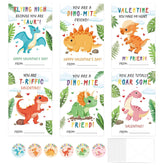 24 Pack Valentines Day Cards For Kids Classroom School Dinosaur Valentines Day Gifts Dino Greeting Cards With Envelopes & Stickers Crafts For Boys Girls Toddlers Valentine'S Party Favor