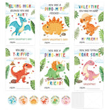 24 Pack Valentines Day Cards For Kids Classroom School Dinosaur Valentines Day Gifts Dino Greeting Cards With Envelopes & Stickers Crafts For Boys Girls Toddlers Valentine'S Party Favor