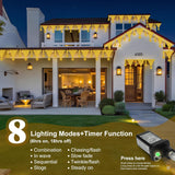 Outdoor Christmas String Lights Waterproof, 218 Led 13.8Ft Curtain Fairy Lights With 12 Drops Connectable Clear Wire Chr
