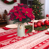 Artificial Red Poinsettia Christmas Flower Arrangement In Decorative White Vase, Holiday Floral Centerpiece With Heart Accent, Perfect Christmas Décor For Home, Office, Or Gifts