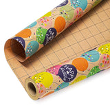 Kraft Birthday Wrapping Paper Roll - Mini Roll - 17 Inch X 9.8 Feet - Colorful Balloon With Confetti Design For Girls Boys Kids, Baby Shower, Party