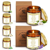 6 Pcs Ramadan Gifts For Women Men 3.5 Oz Rustic Scented Soy Wax Candles Islamic Muslim Candles With Signs Mubarak Eid Islamic Meditation Table Decoration For Islam Paty Favor (Brown)