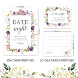 Date Night Game Sign And 50 Date Night Cards, Bridal Shower Bachelorette Games, Wedding Reception Games, Bridal Shower Favors, Love Is In Bloom Decorations-Dnc10