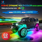 C2 Max RGB IC Chasing Color Rock Lights 2 Piece LED Underglow Light Kit for Truck ATV UTV Offroad Vehicles