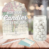 Big Dot of Happiness World Awaits - How Many Candies Travel Themed Party Game - 1 Stand and 40 Cards - Candy Guessing Game