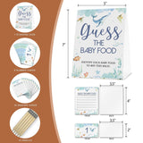 Guess The Baby Food Party Games, Baby Shower Game Set (1 Standing Sign + 25 Answer Cards + 6 Number Cards+10Pens), Ocean Theme Baby Shower Decorate Neutral Greenery Boys And Girls Shower Games