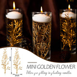 80 Pieces Faux Flowers For Centerpiece Vase, Filling In Floating Candles Mini Flower Filler For Wedding Dinning Table Party Home Bar Restaurant Decoration, 6 Inch (Gold)
