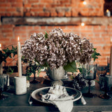 8 Pcs Coffee Brown Hydrangea Artificial Flowers 18 Inch Valentines Faux Hydrangea Flowers With Stems Fake Bouquet Bulk Realistic Floral For Spring Summer Wedding Home Table Indoor Decoration
