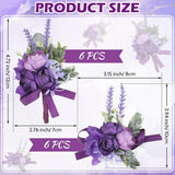 12 Pcs Purple Wrist Corsage And Boutonniere Set For Groom Groomsmen Bride Bridesmaids Wedding Party Prom Suit Artificial Peony Flowers Decor For Women Men Homecoming Ceremony Anniversary Formal Party