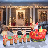 12 Ft Christmas Inflatable Decorations, Santa Claus On Sleigh With Reindeer Propeller Built-In Bright Led Light Blow Up