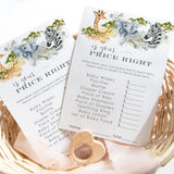 Jungle Guess The Price Baby Shower Games - 25 Cards - Elephant Themed Neutral Baby Shower Game Ideas - Gender Reveal Activities For Boys Or Girls - 4X6 Set