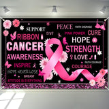 Breast Cancer Awareness Month Backdrop Banner, 72" x 43" Pink Ribbon Decor