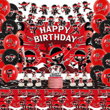 Ninja Birthday Party Decoration - Include Happy Birthday Banner, Backdrop, Cake Toppers, Tablecloth And Balloons, Ninja Warrior Master Party Supplies For Boys Girls Baby Shower Karate Party