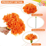 12 Pcs Artificial Marigold Flowers With Stems Mexican Orange Crepe Paper Flowers Centerpieces For Day Of The Dead Halloween Diwali Mexican Fiesta Party Decor
