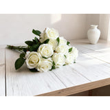 12Pcs 20’’Artificial Flowers Fake Roses, Long Stem Red Roses Bouquet For Decorating Parties Home Decor Party Valentines And Weddings (12Pcs White)