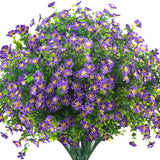 Outdoor Artificial Flowers Uv Resistant & Fade Proof, 12 Pack Realistic Fake Flowers For Garden, Patio, Lawn Decor - Weatherproof Plastic Plants (Purple)