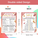 Who Knows The Birthday Girl Best, Birthday Would She Rather, Birthday Game Cards For Girls Her Sleepover Party - 6X8 Inch Set Of 30 (Pink & Rose, Double-Sided)