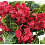 Artificial Geraniums Hanging Bundles Full Blooms Silk Flower Plants Geranium Vines For Home Garden Wedding Indoor Outdoor Decor (Red Hanging - 2 Pack)