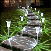 10 Pack Solar Outdoor Stake Lights Stainless Steel 6000K Cold White Waterproof