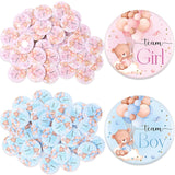 50 Pcs Bear Balloon Gender Reveal Button Pink Blue Pins Team Girl Boy Buttons Badges For Baby Shower Party Favors Game Supplies, 1.8 In