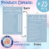 Baby Shower Games For Girl Or Boy, 5"" X 7"" Baby Shower Game Cards Ideas, Blue Minimalism Gender Reveal Party Decorations Supplies - A08, Medium